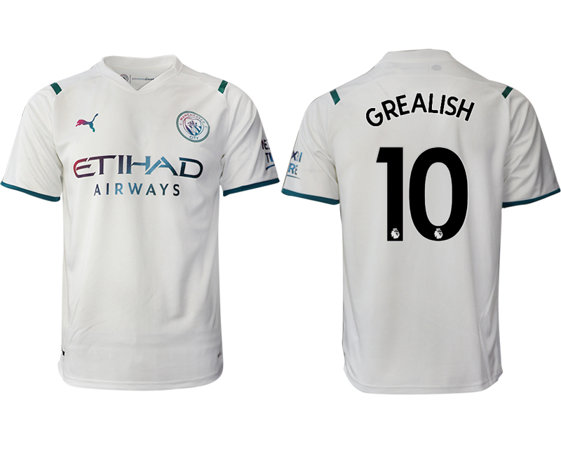 Men 2021-2022 Club Manchester city away aaa version white #10 Soccer Jerseys